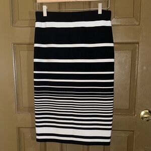 Liz Claiborne Black and White Striped Pencil Skirt